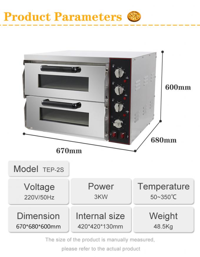 Double Deck Pizza Oven For Professional Cake Baking 585*480*420mm 3