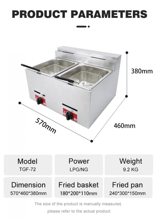 6L 6L Double-tank Gas Fryer for Making Frying Food on Table Top in Commercial Kitchen 2