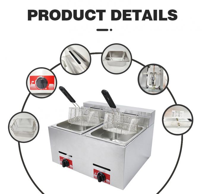 6L 6L Double-tank Gas Fryer for Making Frying Food on Table Top in Commercial Kitchen 3