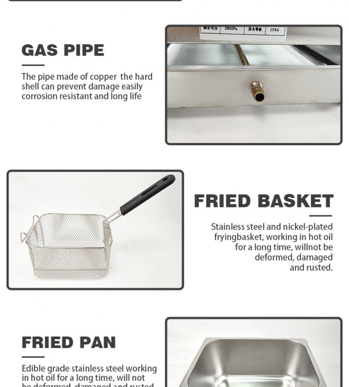 6L 6L Double-tank Gas Fryer for Making Frying Food on Table Top in Commercial Kitchen 5