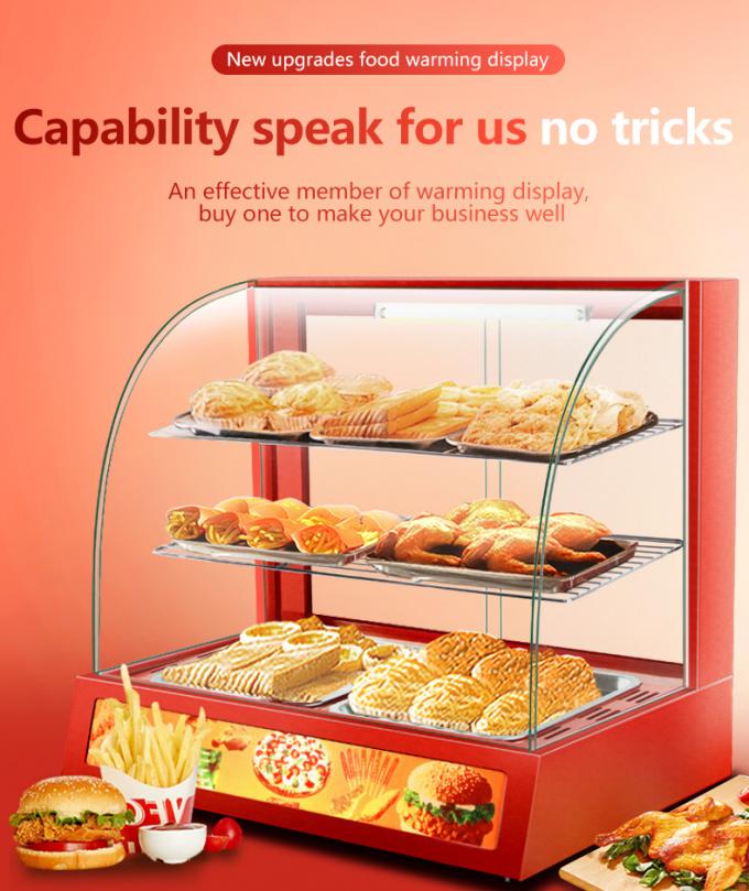 3 Layers Red Snack Food Warmer Showcase for Commercial Food Preservation Solution 1