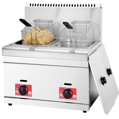 550x470x515 mm Commercial Chips 2-basket Gas Deep Fryer for Packaging Size