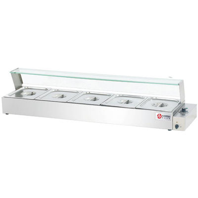 Hotel Buffet Food Equipment Stainless Steel Glass Cover Electric Bain Marie for Food