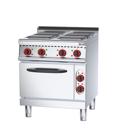 Powerful 4 Burner Commercial Cooking Gas Stove with Warmer Drawer and Manual Control
