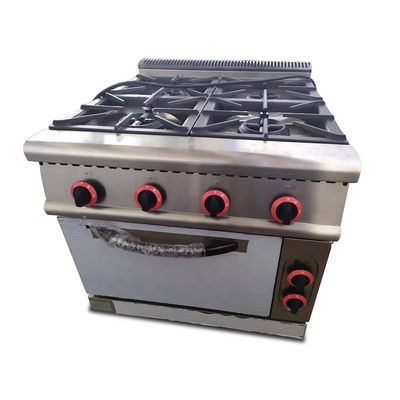 Powerful 4 Burner Commercial Cooking Gas Stove with Warmer Drawer and Manual Control