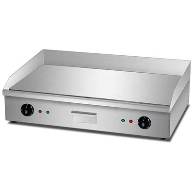 Electric Countertop Flat Griddle Plate Silver White 35kg Double Temperature Control Panel