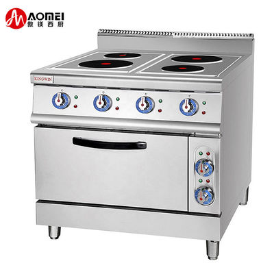 Commercial Kitchen 4 Plate Electric Cooking Range with Oven 380V 800x900x950mm