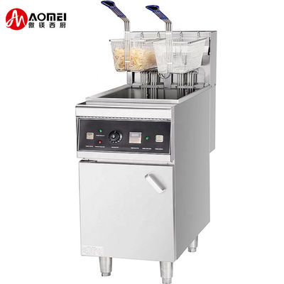 18kW Stainless Steel 28L Single Tank Basket Fryers for Commercial Kitchen Equipment