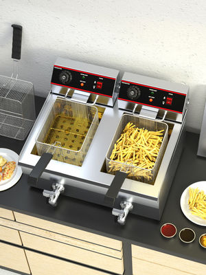 Stainless Steel Electric Potato Chips Fryer Machine with Temperature Control and Cover 13L