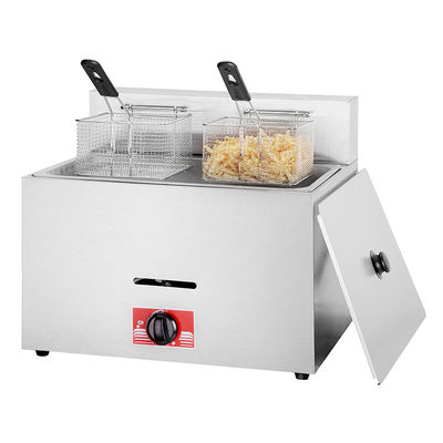 Industrial Single Tank Gas Deep Fryer with 2 Baskets and Stainless Steel 201/304 Material