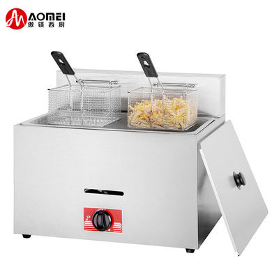 Industrial Single Tank Gas Deep Fryer with 2 Baskets and Stainless Steel 201/304 Material
