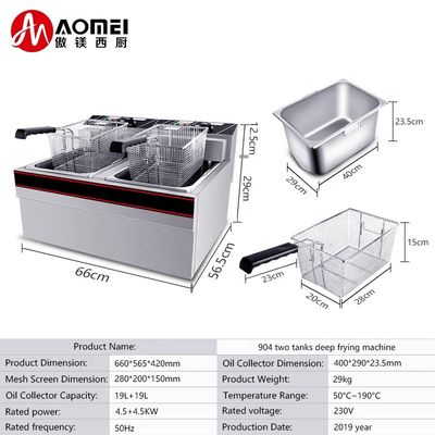660x565x420mm Durable Stainless Steel Electric Chips Deep Frying Machine with Thicken Basket