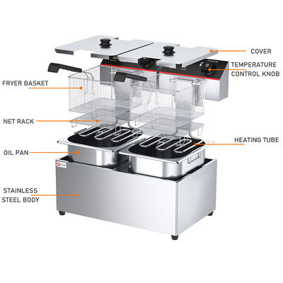Fast Food Restaurant Kitchen 3.5KW Deep Fryer for Hotels and Restaurants Cooking
