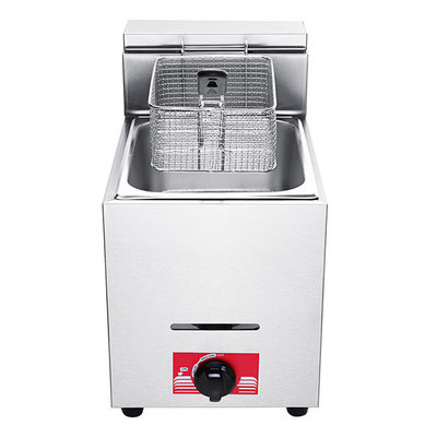 6L Stainless Steel Lpg Gas Deep Fryer for Hotel Kitchen 1 Tank 1 Basket 340x630x610