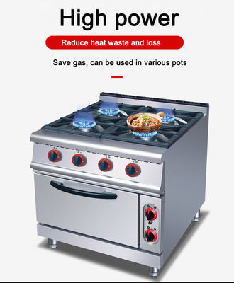 Gas 4 Burners Stove With Electric Oven for Easy Operation in Commercial Cooking Needs