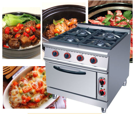 Gas 4 Burners Stove With Electric Oven for Easy Operation in Commercial Cooking Needs