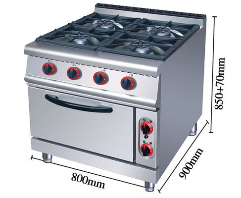 Gas 4 Burners Stove With Electric Oven for Easy Operation in Commercial Cooking Needs