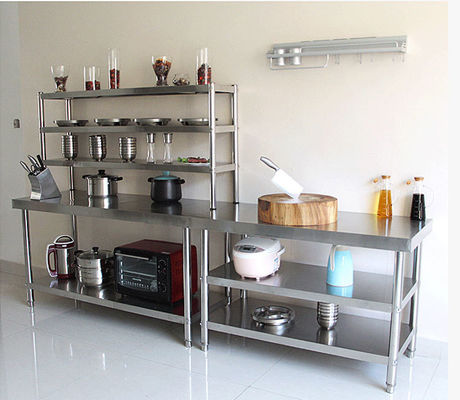 Hotel Buffet Food Equipment Stainless Steel Kitchen Work Table 1.2/1.5/1.8/2.0M Length