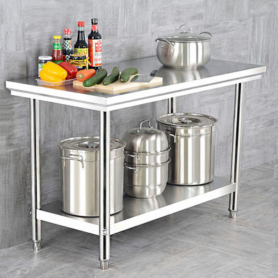 Silver Hotel Buffet Food Equipment Stainless Steel Work Table 1.2/1.5/1.8M for Kitchen