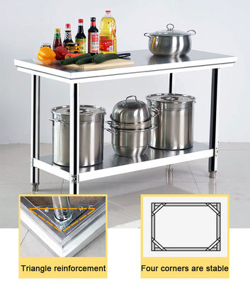 Silver Hotel Buffet Food Equipment Stainless Steel Work Table 1.2/1.5/1.8M for Kitchen