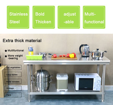 Restaurant Kitchen Table Stainless Steel Workbench with 1.2/1.5/1.8/2.0M Length