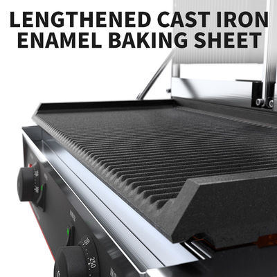 565x370x190mm Electric Contact Grill Hot BBQ Plate With All Grooved Double Plate Panini Grill