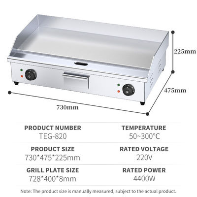 Electric Griddle Machine with Stainless Steel Construction and Temperature Adjustment