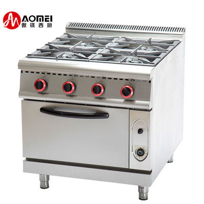 Gas Type N.G. or L.P.G. 4-Burner Oven Stainless Steel Gas Cooker for Kitchen Restaurant