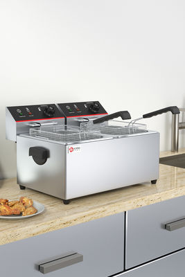 Restaurant 11L 11L Industrial Double Electric Deep Fryers with Heating Protection Function