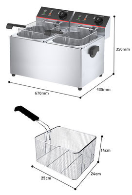 Restaurant 11L 11L Industrial Double Electric Deep Fryers with Heating Protection Function