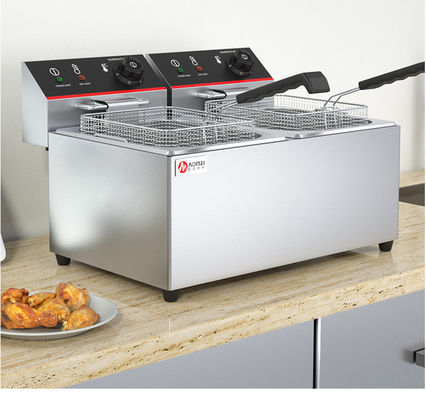 2 tank 2 basket 2 L Commercial Potato Chip Fryer Electrical Deep Fryer Deep Turkey Fryer Square