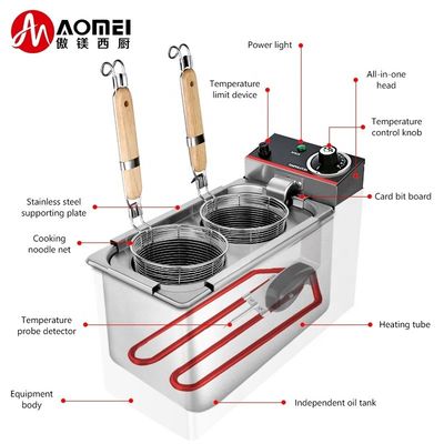 2kW Electric Stainless Steel Automatic Pasta Cooker Basket/Noodle Cooking Machine TEN-2