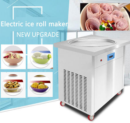 Single Square Pan Thai Instant Fry Ice Cream Roll Machine Refrigerant R404A / R410A