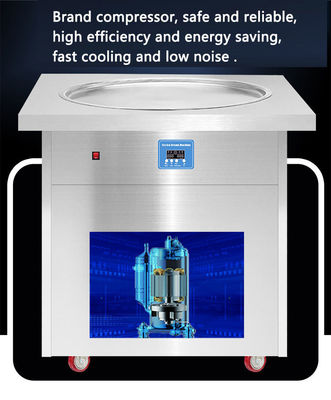Single Square Pan Thai Instant Fry Ice Cream Roll Machine Refrigerant R404A / R410A