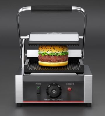 Commercial Electric Panini Grill 1800W Power for Sandwich Contact in Restaurant Kitchen