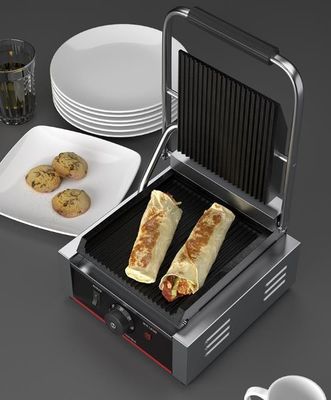 Commercial Electric Panini Grill 1800W Power for Sandwich Contact in Restaurant Kitchen