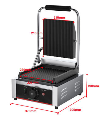 Commercial Electric Panini Grill 1800W Power for Sandwich Contact in Restaurant Kitchen