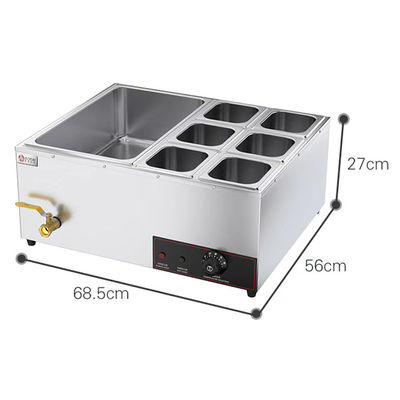 Stainless Steel 6-Pan Electric Bain Marie Buffet Warmer for Food Service Industry