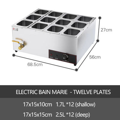 Restaurant Catering Kitchen Industry Electric Bain Marie Food Warmer Display in Silver