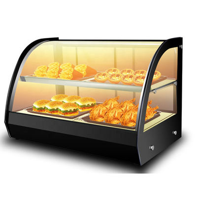 2-Tray Electric Hot Glass Food Warmer Display Showcase Temperature Range 30-85 Degrees