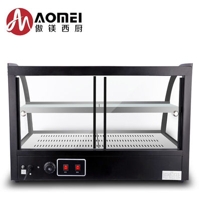 1200x530x580mm Black Curved Glass Food Display Warmer for Hot Food Heating Showcase