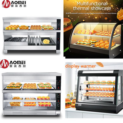 1200x530x580mm Black Curved Glass Food Display Warmer for Hot Food Heating Showcase