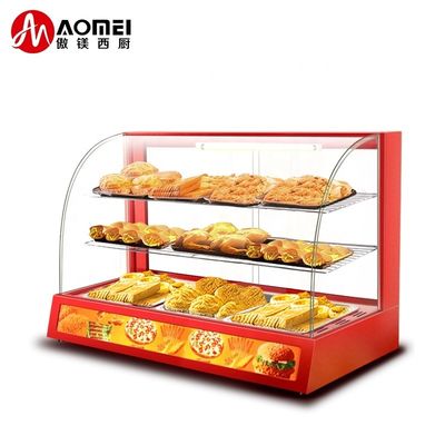 1200x530x580mm Black Curved Glass Food Display Warmer for Hot Food Heating Showcase