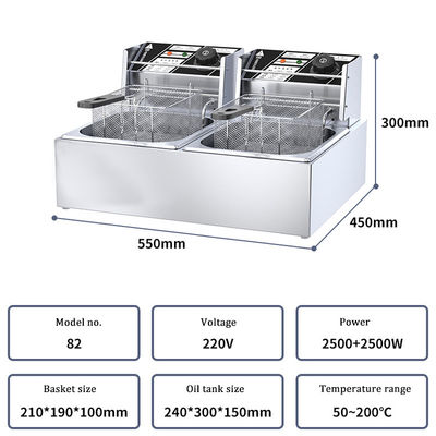 Heating method Electric Heating Tube Heating 6L 1-tank Deep Fryer With Baskets