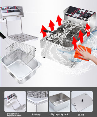 Hot Dog Fast Food 12L Deep Fryer with 2.5 2.5KW Electric Power Source and 2 Baskets