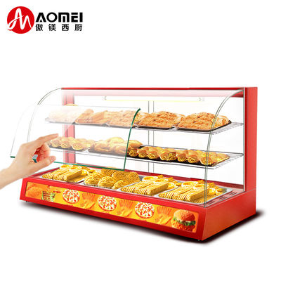 Professional Electric Red Glass Food Warmer Display Showcase with Toughened Glass