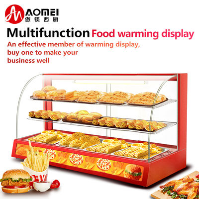 Professional Electric Red Glass Food Warmer Display Showcase with Toughened Glass