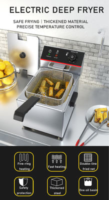 220v 8 Liters Stainless Steel Deep Fryer Electric Machine with Adjustable Temperature