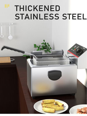 220v 8 Liters Stainless Steel Deep Fryer Electric Machine with Adjustable Temperature