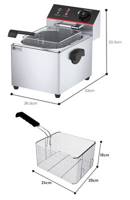 220v 8 Liters Stainless Steel Deep Fryer Electric Machine with Adjustable Temperature
